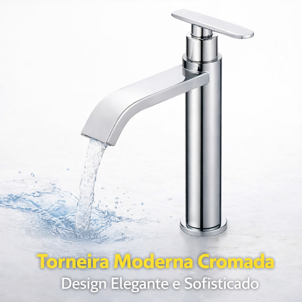 Torneira Banheiro Cromado Lavabo Torneira Banheiro Bancada Água Fria Yesop em Oferta na Shopee