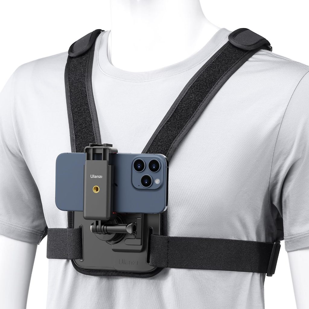 ULANZI CM028 Suporte Peitoral Ajustável para Câmeras de Ação e Celular POV Vertical/Horizontal
