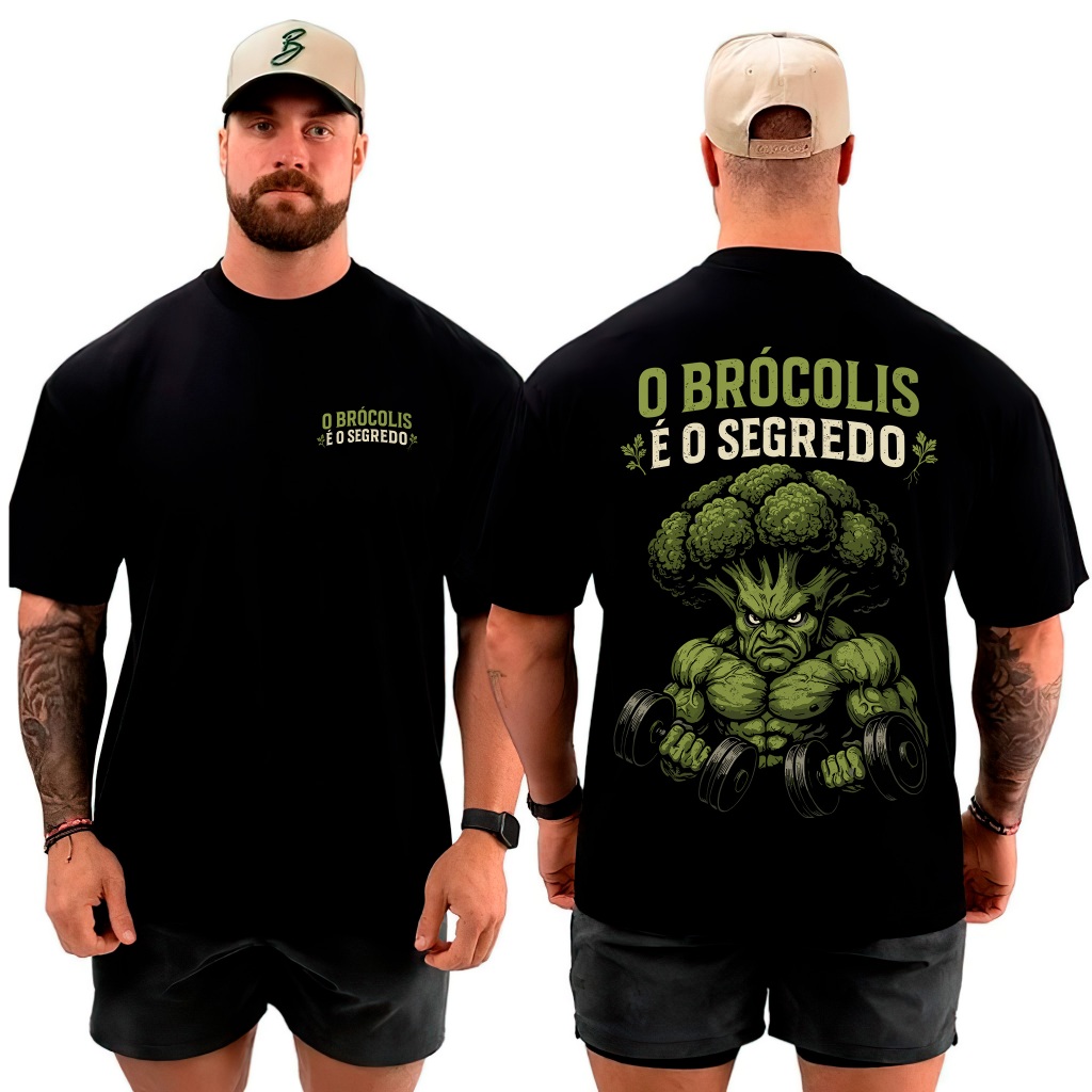 Camisa Camiseta Blusa Oversized Tradicional O Segredo É O Brócolis Academia Gym Unissex 100% Algodão em Oferta na Shopee