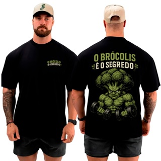 Camisa Camiseta Blusa Oversized Tradicional O Segredo É O Brócolis Academia Gym Unissex 100% Algodão em Oferta na Shopee