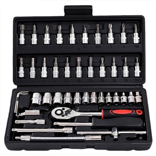 Kit de ferramentas com 46 peças conjunto de chaves de catraca em Oferta na Shopee