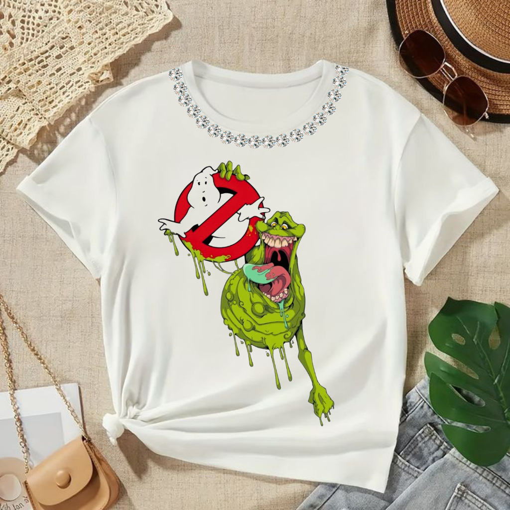 CAMISETA CAMISA BLUSA TSHIRT ESTAMPADA DESENHO ANTIGO CAÇA FANTASMA NOSTALGIA TENDENCIA MODA FEMININ