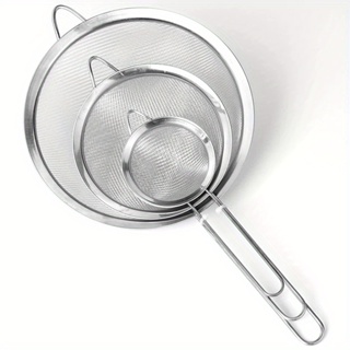 3 Pçs Peneira Coador Em Aço Inox Para Cozinha 3 Tamanhos P M G 8/10/12CM em Oferta na Shopee