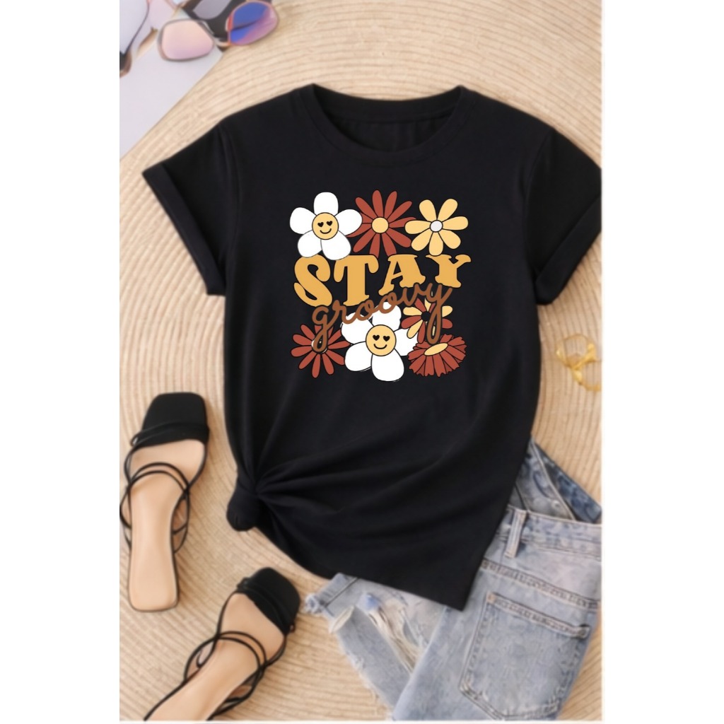 Blusa Feminina Plus Size Gola Redonda Manga Curta 100% Algodão em Oferta na Shopee