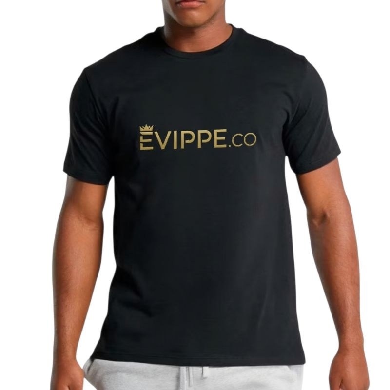 Camisa Masculina Coroa Evippe.co Camiseta Casual Básica Confortável Preta E branca Unissex