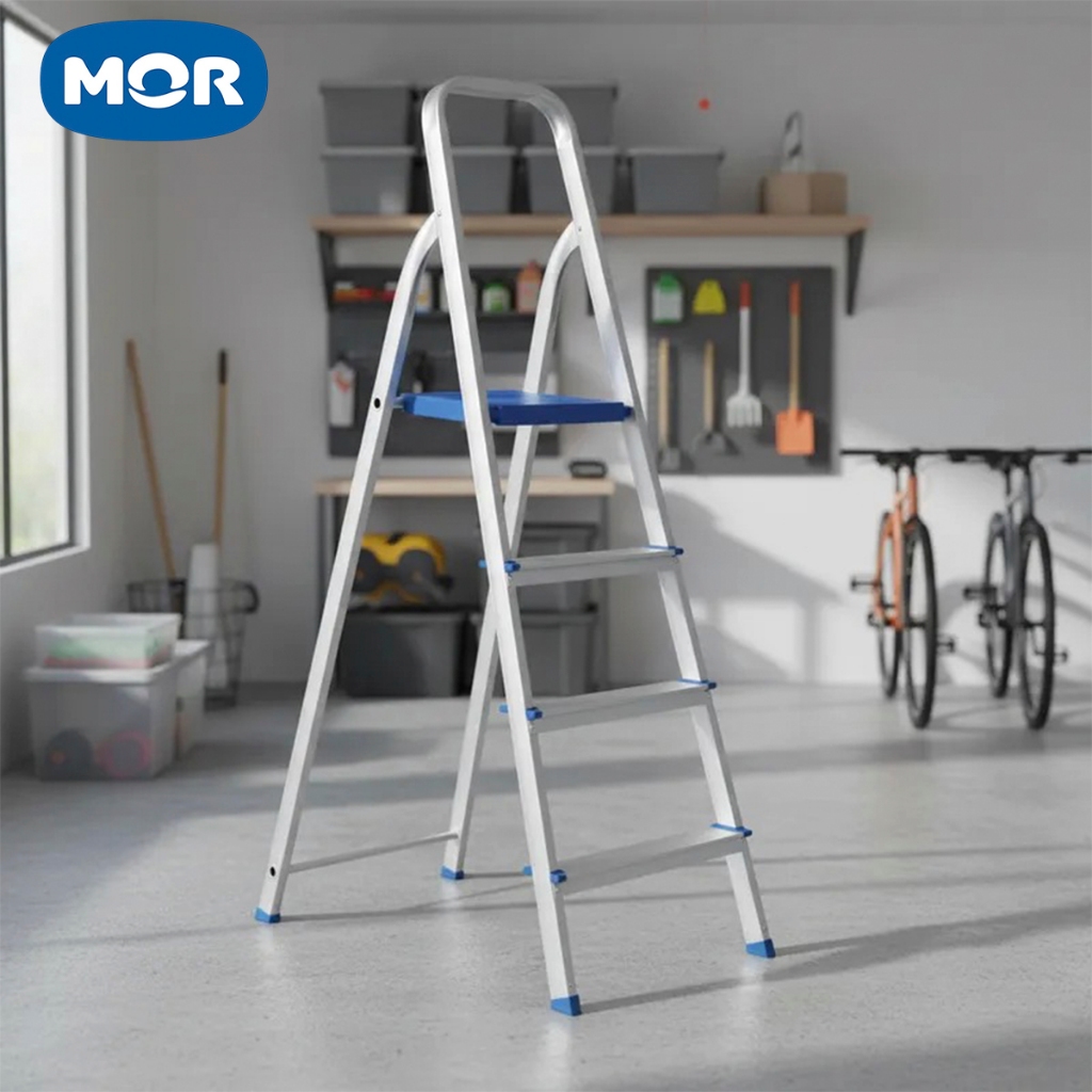 Escada De Alumínio Doméstica 3 e 4 Degraus Reforçada Resistente MOR em Oferta na Shopee