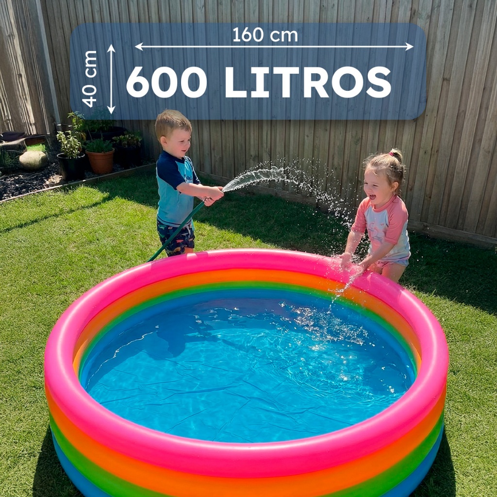 Piscina Multiuso Infantil Inflável Grande 600 Litros 160x40cm - 4 Camadas Laterais - PVC Resistente Inmetro - QUEEN SHOP em Oferta na Shopee