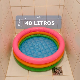 Piscina Banheira Infantil Multiuso 40 Litros 62cm - Fundo Azul Inflável Acolchoado - PVC Resistente Inmetro - QUEEN SHOP em Oferta na Shopee