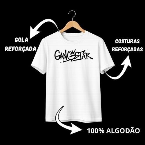Camiseta Masculina Casual 100% Algodão Estilosa e Confortavel Basica Gangster
