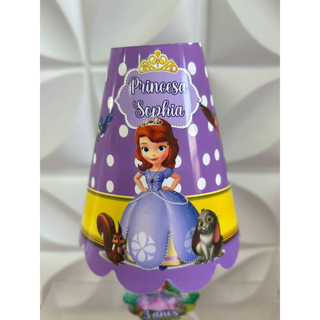 Kit Centro de mesa abajur personalizado Princesa Sofia / Lembrancinha Abajur Princesa Sofia