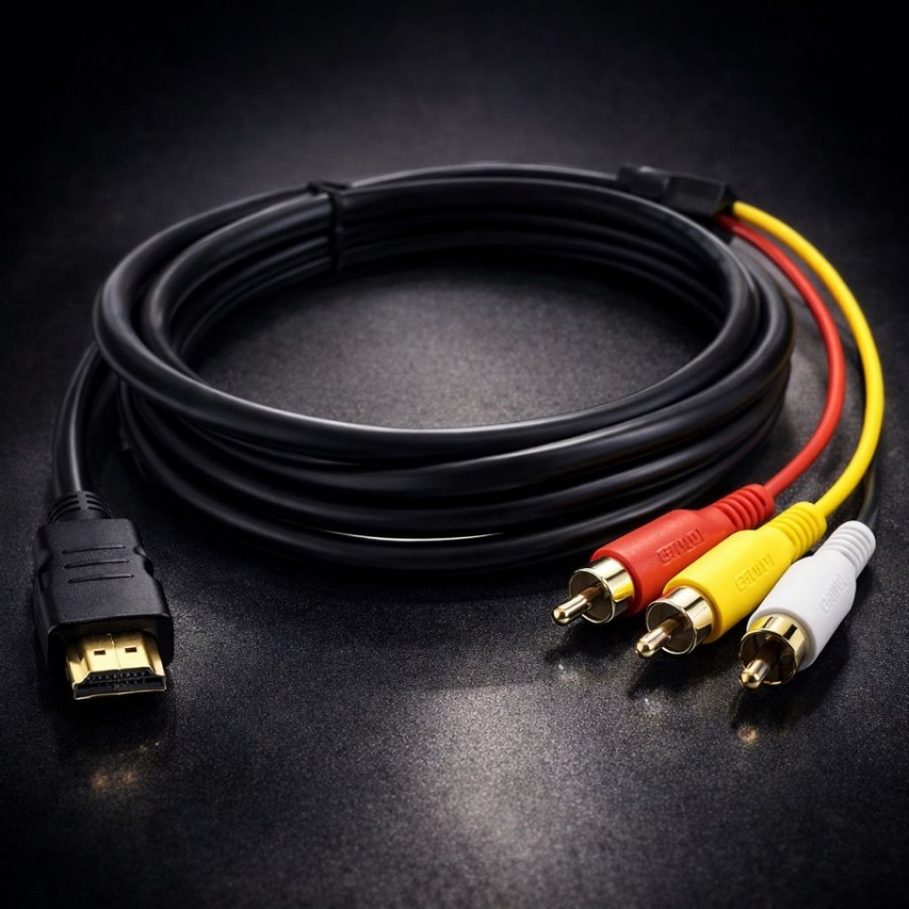 Cabo Adaptador HDMI X RCA Com saida AV 1m TV DVD HOME GAME Resistente e de qualidade em Oferta na Shopee