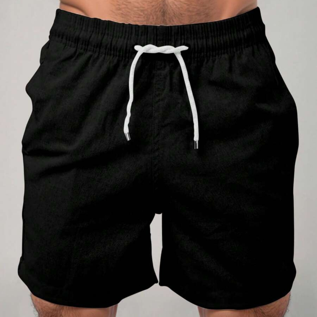 Short Masculino Linho Premium Preto com Bolsos Laterais