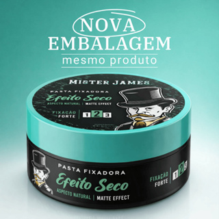 Pomada Efeito Seco Modeladora Profissional Mister James Não Engordura, Não Resseca 90g em Oferta na Shopee
