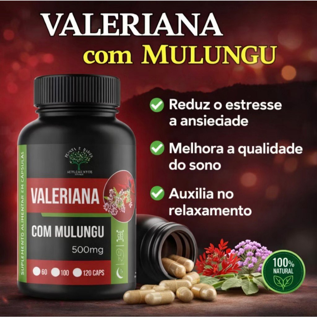 V@leRi@N@ Com Mulungu - Suplemento Natural 500Mg 120 Cápsulas
