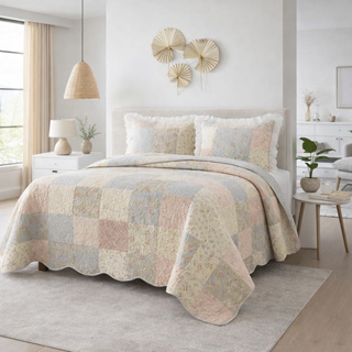 Colcha Queen Cobre Leito Estampado Patchwork Cama Box Posta 2,40x2,20 em Oferta na Shopee