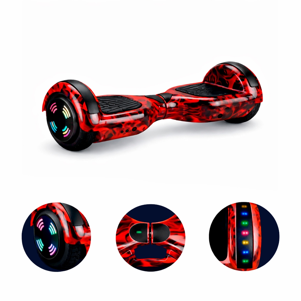 Hoverboard Skate Elétrico 6.5 Led Bluetooth Vermelho Fogo