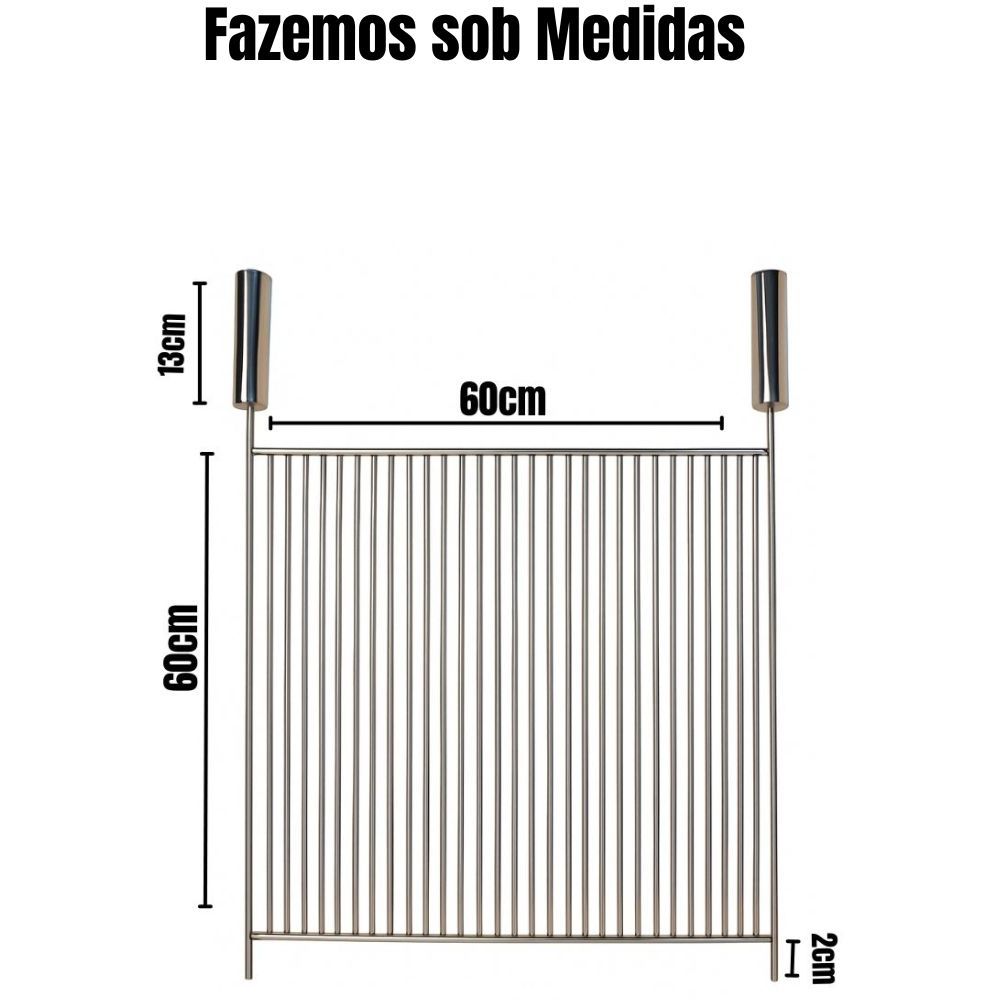 Grelha Premium Churrasco Profissional Assa Rápido, Não Gruda e Dura Anos, 60x60