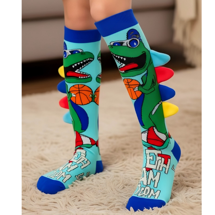 Meias infantis com estampa 3D de desenhos animados - Meias até o joelho, divertidas, coloridas e perfeitas para festas. em Oferta na Shopee