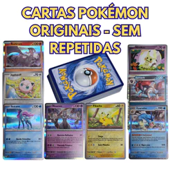 Lote Cartas Pokémon Originais 25, 50 ou 100 Sem Repetidas + Brindes Brilhantes em Portugues