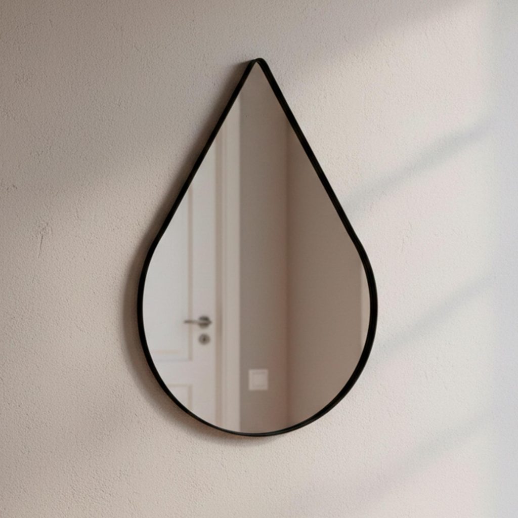 Espelho Orgânico Moderno Sala Quarto Banheiro Lavabo Retrô 64x44cm em Couro 3cm - Mod. Gota em Oferta na Shopee