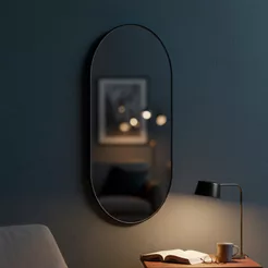 Espelho Decorativo Sala Hall Quarto Orgânico em Couro 44x64cm C/Suporte - Mod. Pílula