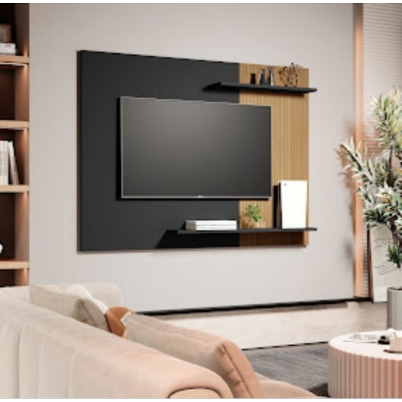 Painel Suspenso Mênfis Para TV até 50 Polegadas Com Prateleiras Para Sala ou Quarto