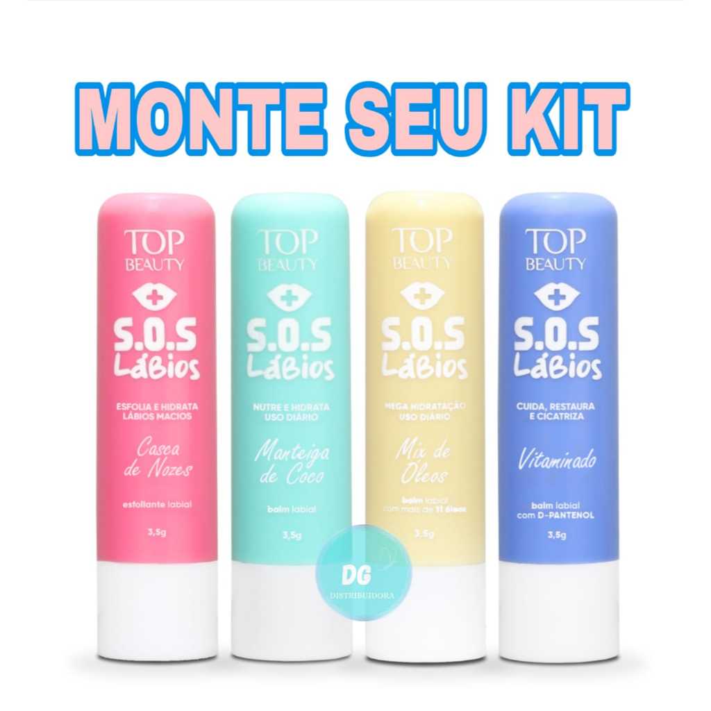 Monte seu Kit - Sos Lábios Cuidados Top Beauty em Oferta na Shopee