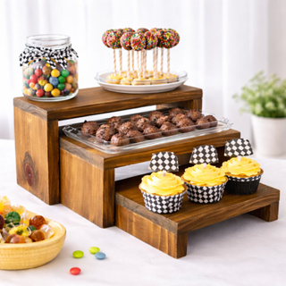 Trio Escada Decorativa Madeira Pinus Rústico Elevação Mesa em Oferta na Shopee