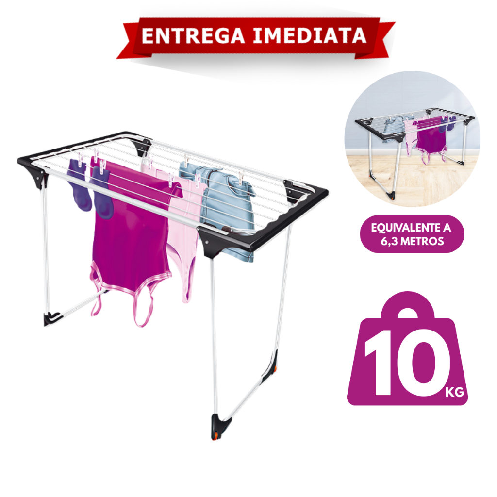 Varal De Chão Malta Secalux 10kg Inox Sem Abas