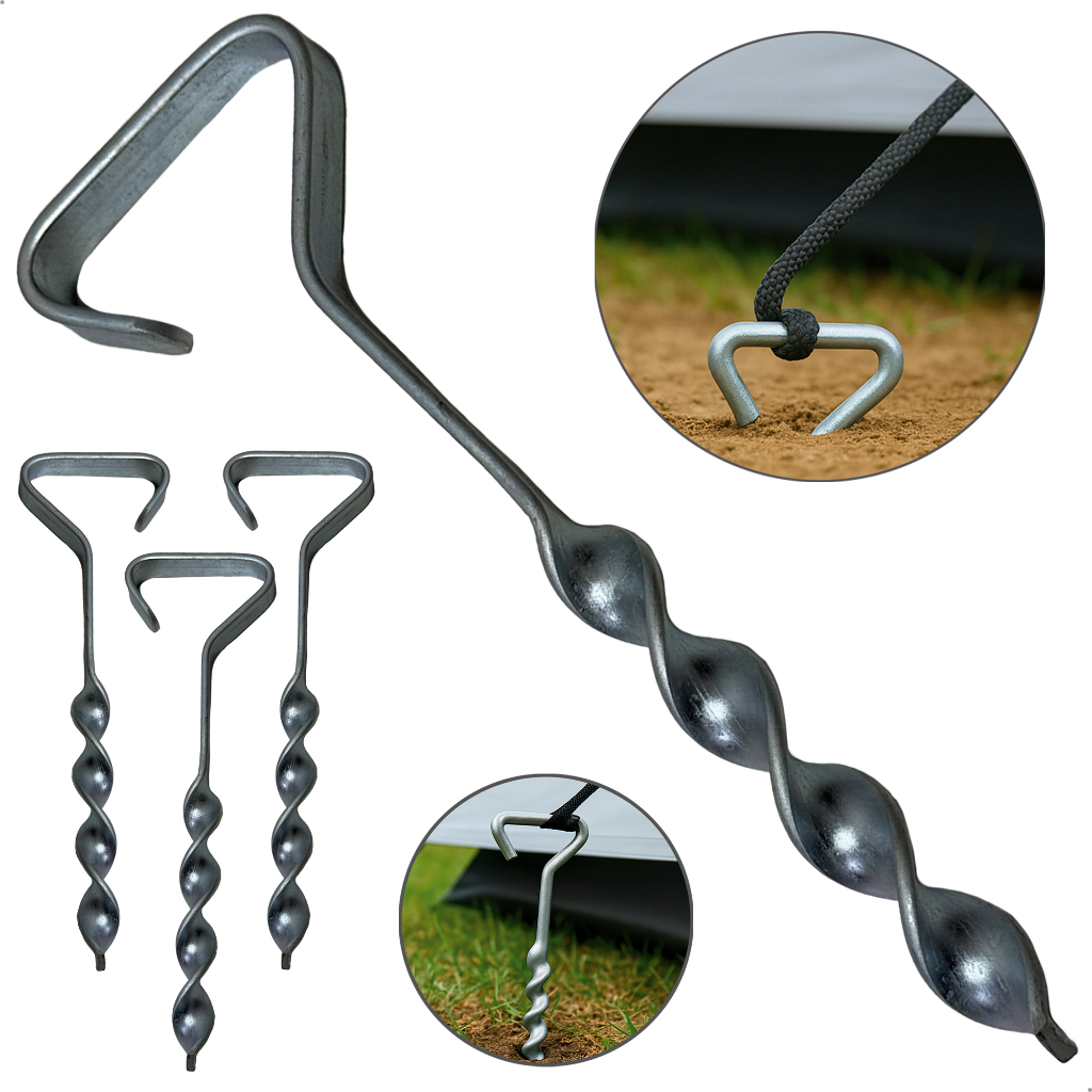 Kit 4 Estacas Âncoras Pino Haste Fixador Barraca Tenda Gazebo Redes Suporte Rosqueável Perfuração De Solo Fixação Cordas em Oferta na Shopee