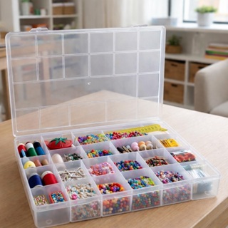 Caixa Organizadora Plástico 19 Divisórias Transparente Multiuso Tampa e Trava Pesca Remédios Costura em Oferta na Shopee