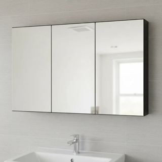 Armário 90cm Aéreo Banheiro Com 3 Portas De Espelho Preto - Fundo Eucatex - 100% MDF - MONTADO em Oferta na Shopee