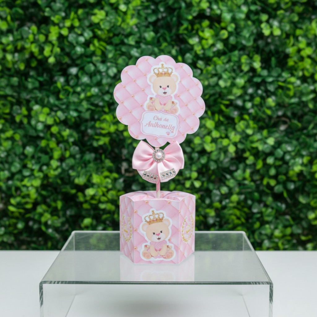 10 Unidades Centro de mesa Festa Chá Ursinha Princesa Rosa em Oferta na Shopee