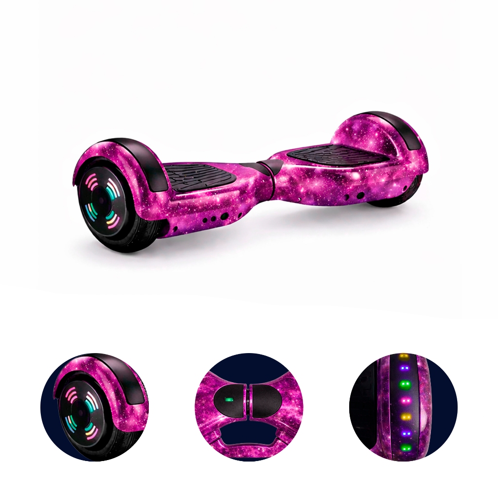 Hoverboard Skate Elétrico 6.5 Led Bluetooth Roxo Galáxia