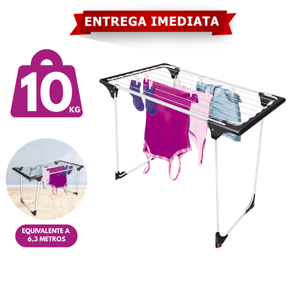 Varal Sem Abas De Chão Secalux Malta 10KG Inox Reforçado