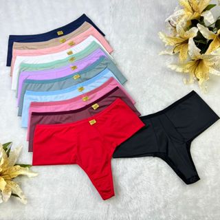 KIT 5 Calcinhas Fio DUPLO Lateral Larga Calçola Cintura Alta Microfibra Conforto Lingerie em Oferta na Shopee