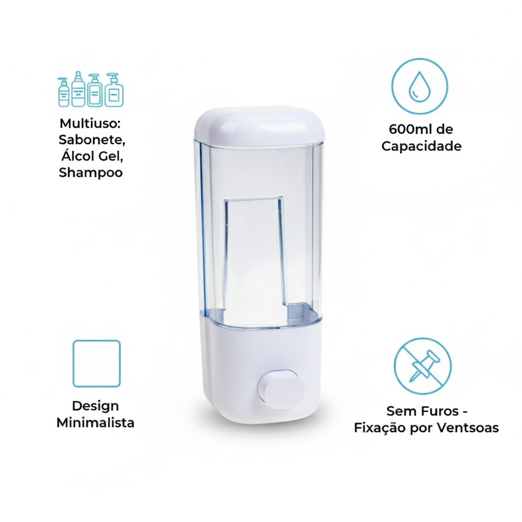 Dispenser de sabonete liquido de parede l NÃO PRECISA FURAR A PAREDE l Super moderno e na PROMOÇÃO em Oferta na Shopee