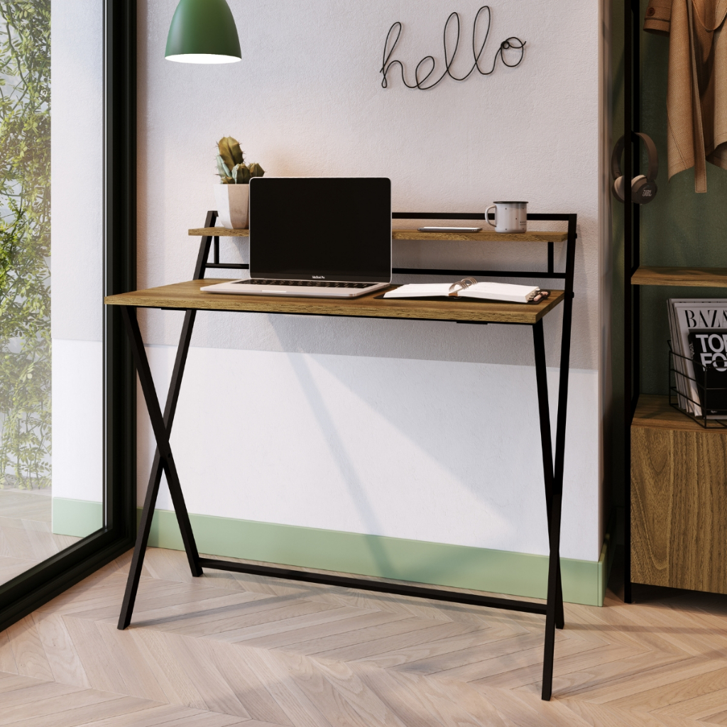 Escrivaninha Industrial Dobrável para Notebook Mesa de Estudos Quarto e Sala