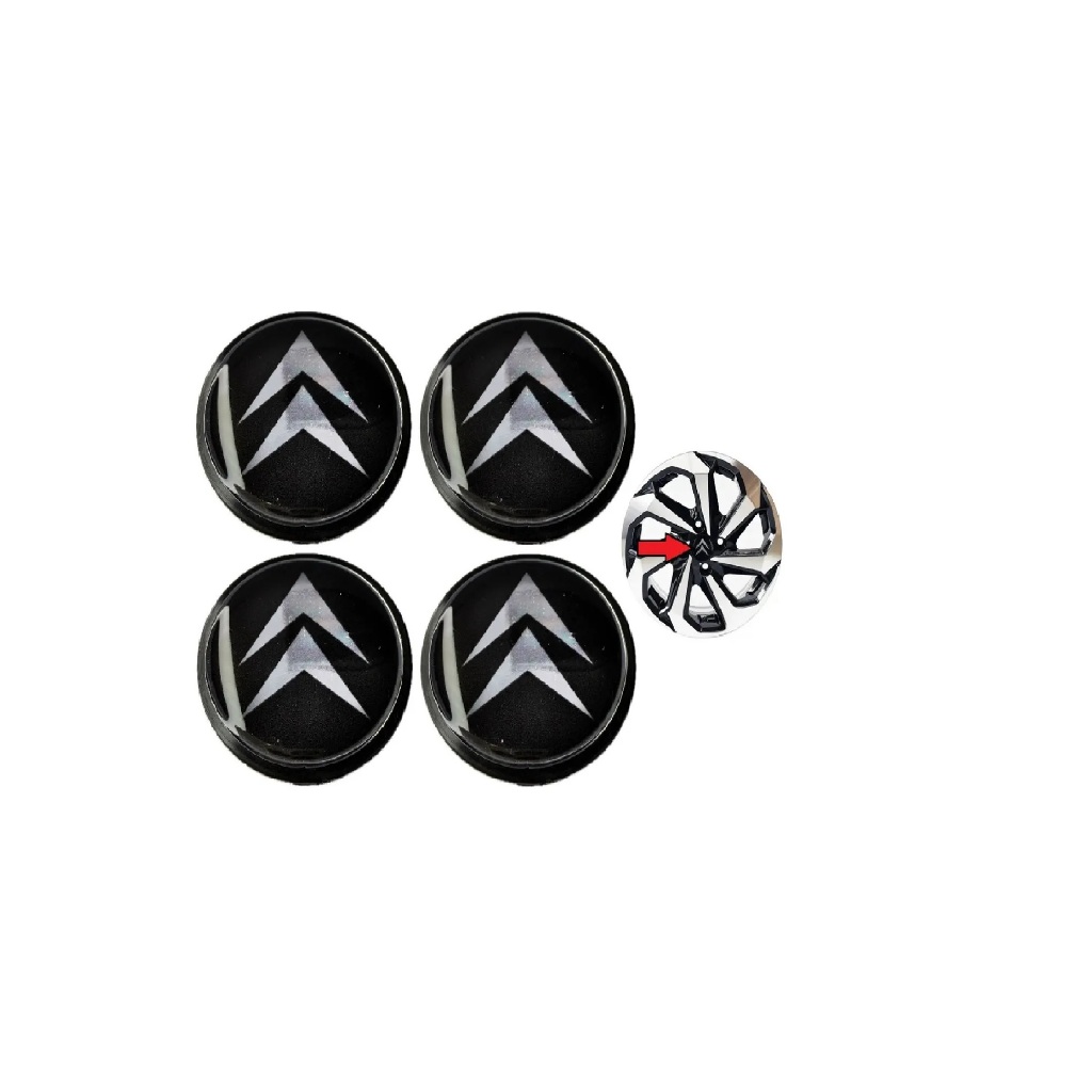 Jogo 4 calotinha Central Roda Citroen C3 C4 C5 Xsara PicassoDS3 DS4 DS5  Aircross  55mm Preta