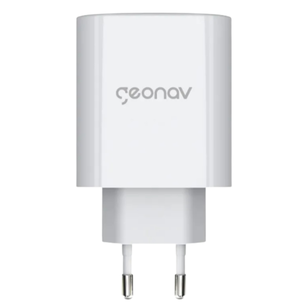 Carregador Rápido 65W Geonav Duo USB + USB-C PD – Power Gan Branco CH65PDQC