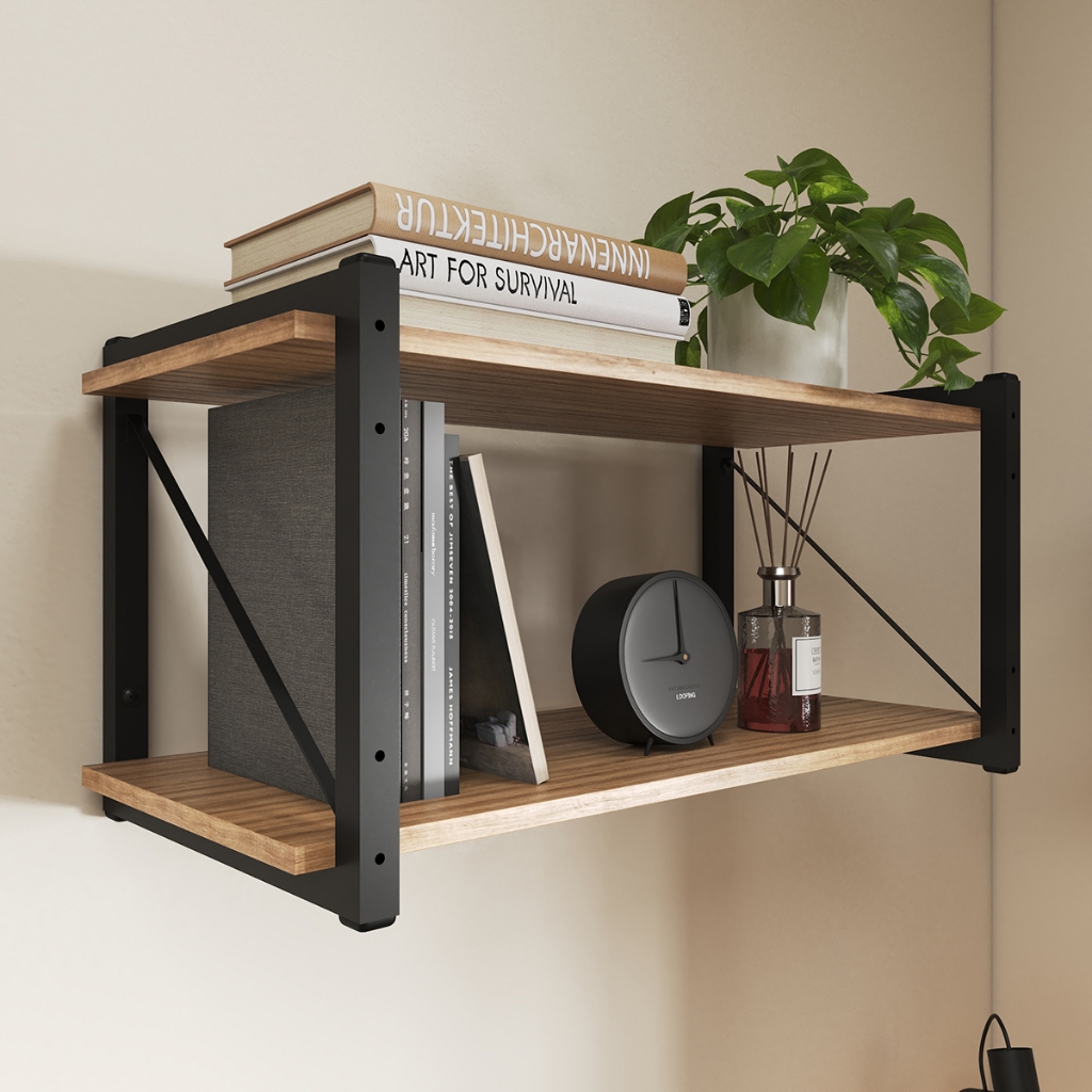 Prateleira Suspensa Design Industrial 40cm Multiuso Para Salas Escritórios Estilo Moderno Para Decoração Modelo: Tuli