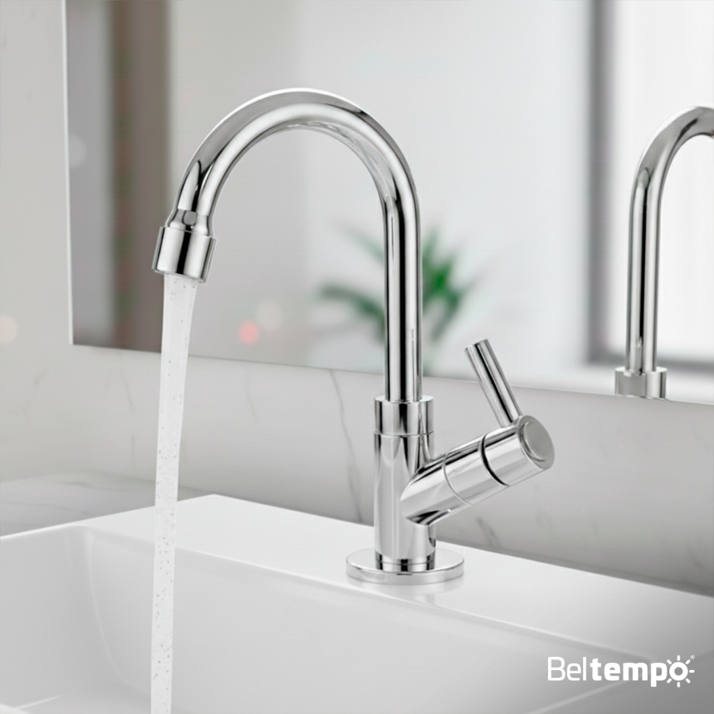 Torneira para Banheiro Lavabo Bica Baixa Bancada ABS Cromada Beltempo em Oferta na Shopee