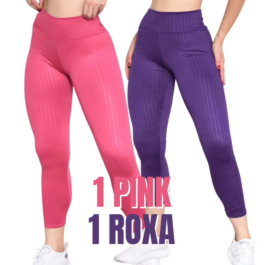 KIT 2 Calça Legging 3d Cintura Alta Academia Colorida Confortável Fitness