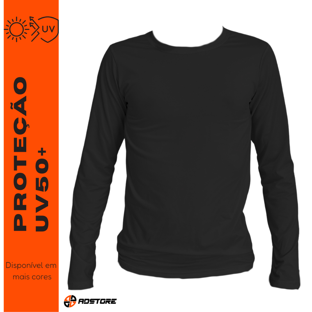 Camisa Manga Longa Segunda Pele Frio e calor com Proteção UV50+ Treino Academia Esporte Praia