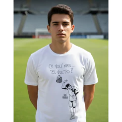 Camisa Santos Neymar Eu Vou Mas Eu Volto Masculina Torcedor Futebol Oficial Confortável Algodão
