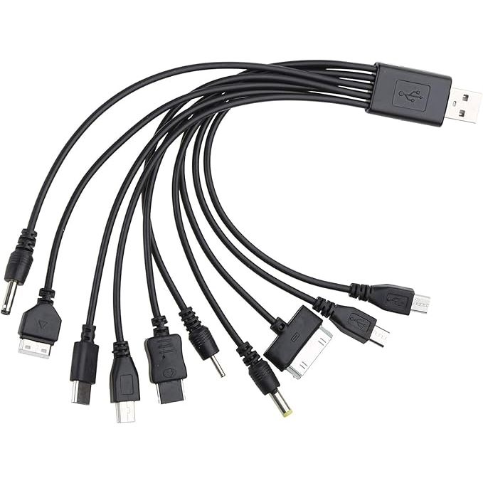 Cabo USB 10 em 1 – Carregador universal para celular com plugue múltiplo para smartphones