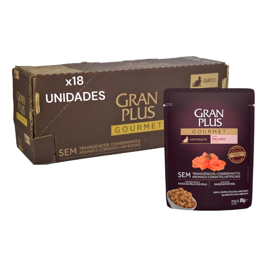 Ração Úmida Sachê GranPlus Gourmet Gatos Display 18 unidades de 85g cada em Oferta na Shopee