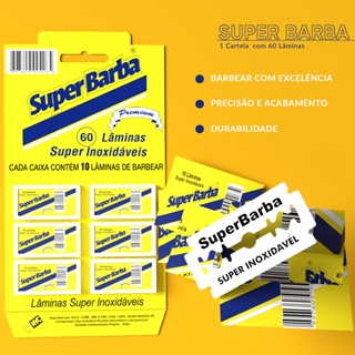 Cartela Lâmina De Barbear Inox Super Barba Premium Amarela  60 un em Oferta na Shopee