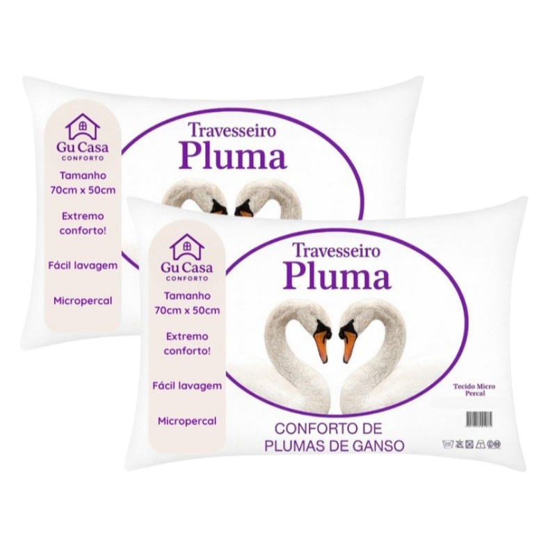 Kit 2 Travesseiros Plumax 70cm X 50cm Confortável  Macio Qualidade De Sono