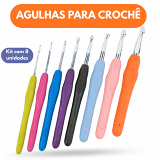 Kit Agulha Crochê Barbante Profissional Com 08 Peças Cabo Soft Ergonômico em Oferta na Shopee